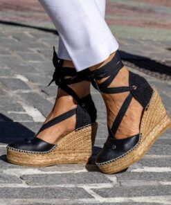 Alpargata con cuña María 2O Negro.