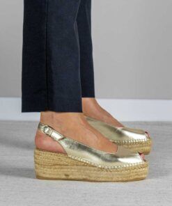 Alternative view of Alpargata con cuña Leyre Oro.